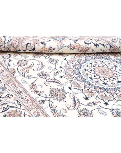 Tappeto Nain Kashmar Persia bianco azzurro 198x300