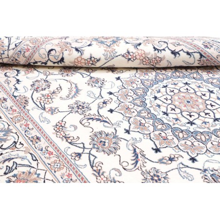 Tappeto Nain Kashmar Persia bianco azzurro 198x300