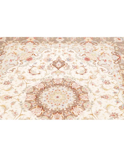 Tappeto Tabriz 50 Raj Persia bianco marrone 149x214