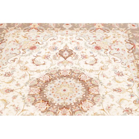 Tappeto Tabriz 50 Raj Persia bianco marrone 149x214