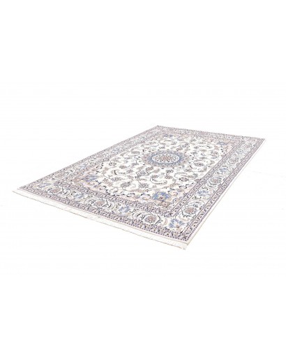 Tappeto Nain Kashmar Persia bianco azzurro 200x303