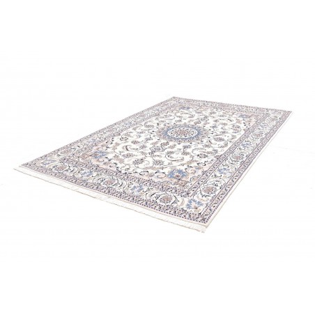Tappeto Nain Kashmar Persia bianco azzurro 200x303