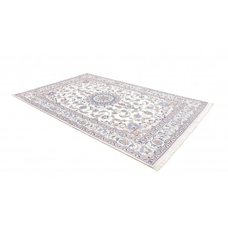 Tappeto Nain Kashmar Persia bianco azzurro 200x303
