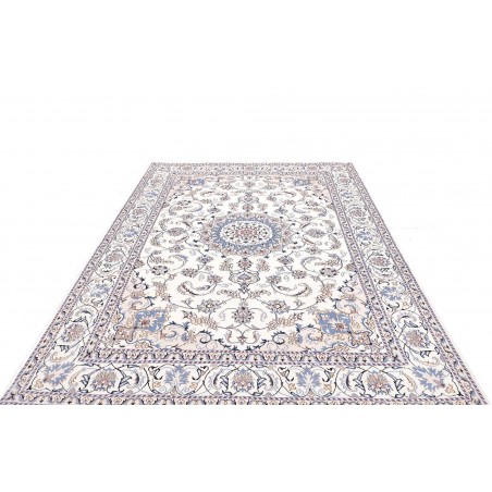 Tappeto Nain Kashmar Persia bianco azzurro 200x303