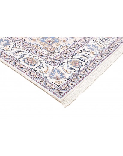 Tappeto Nain Kashmar Persia bianco azzurro 200x303