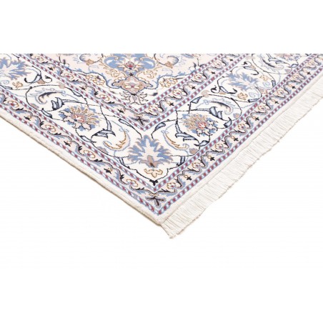 Tappeto Nain Kashmar Persia bianco azzurro 200x303