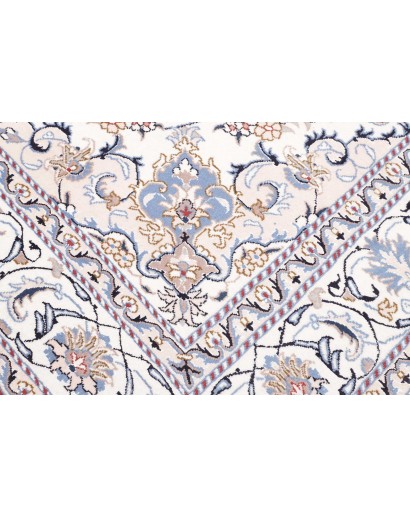 Tappeto Nain Kashmar Persia bianco azzurro 200x303