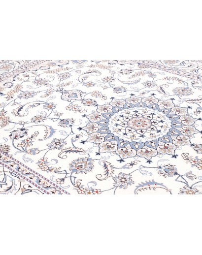 Tappeto Nain Kashmar Persia bianco azzurro 200x303