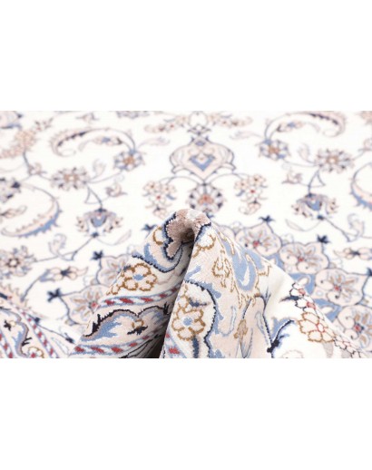 Tappeto Nain Kashmar Persia bianco azzurro 200x303