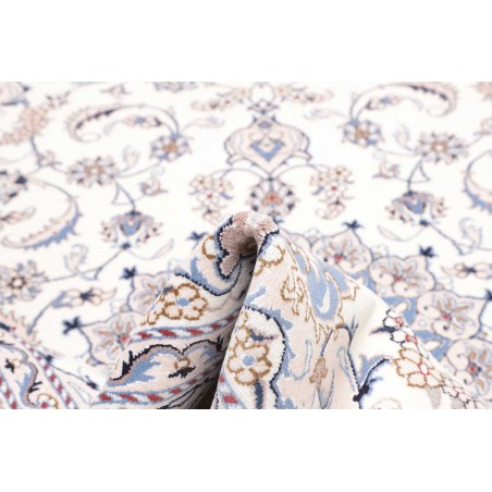 Tappeto Nain Kashmar Persia bianco azzurro 200x303