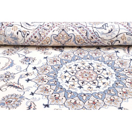 Tappeto Nain Kashmar Persia bianco azzurro 200x303