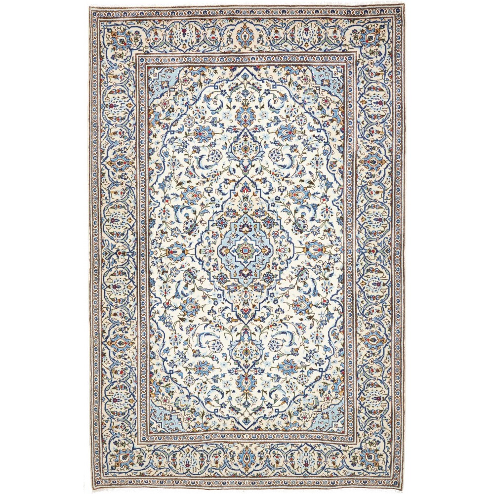 Tappeto Kashan Persia bianco azzurro 200x303