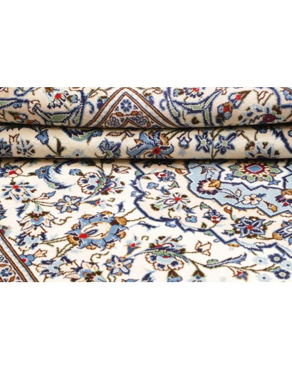 Tappeto Kashan Persia bianco azzurro 200x303