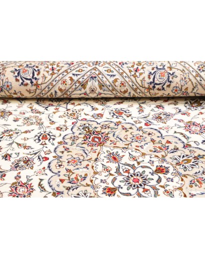 Tappeto Kashan Persia bianco marrone 198x306