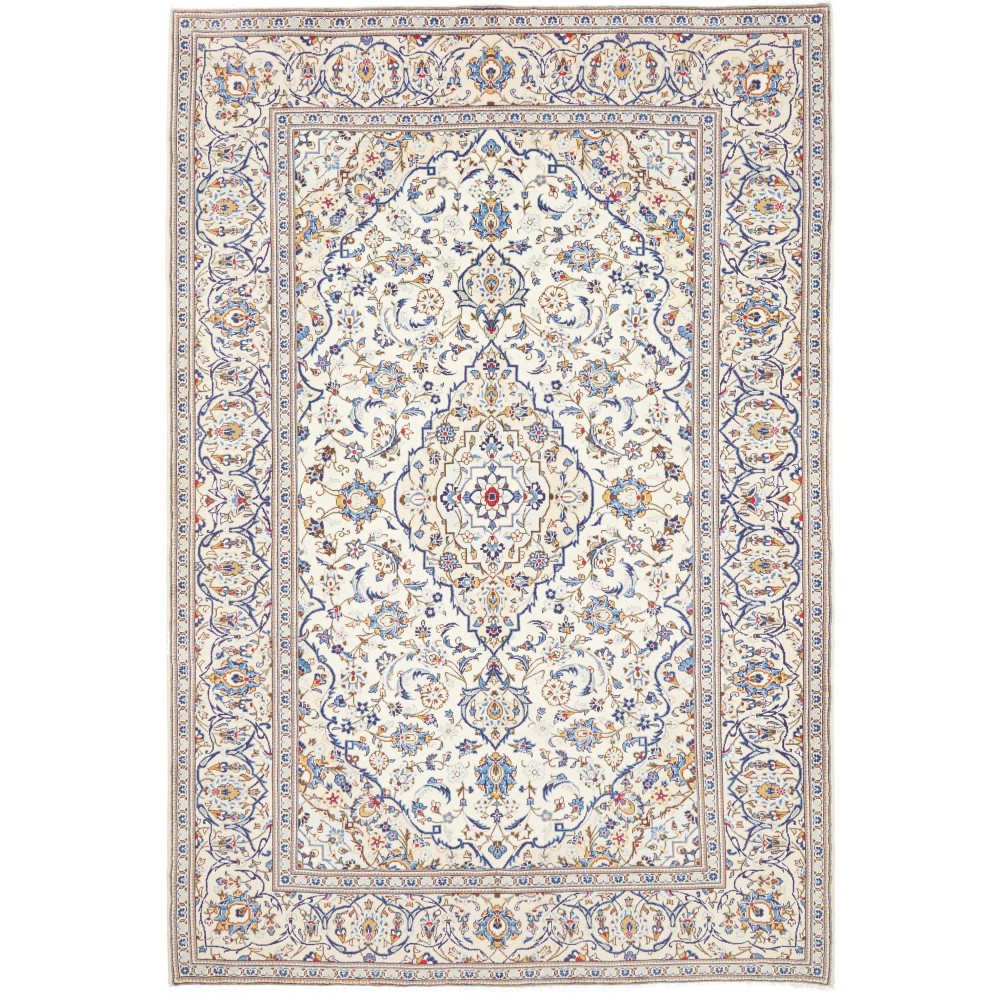 Tappeto Kashan Persia bianco azzurro 195x293