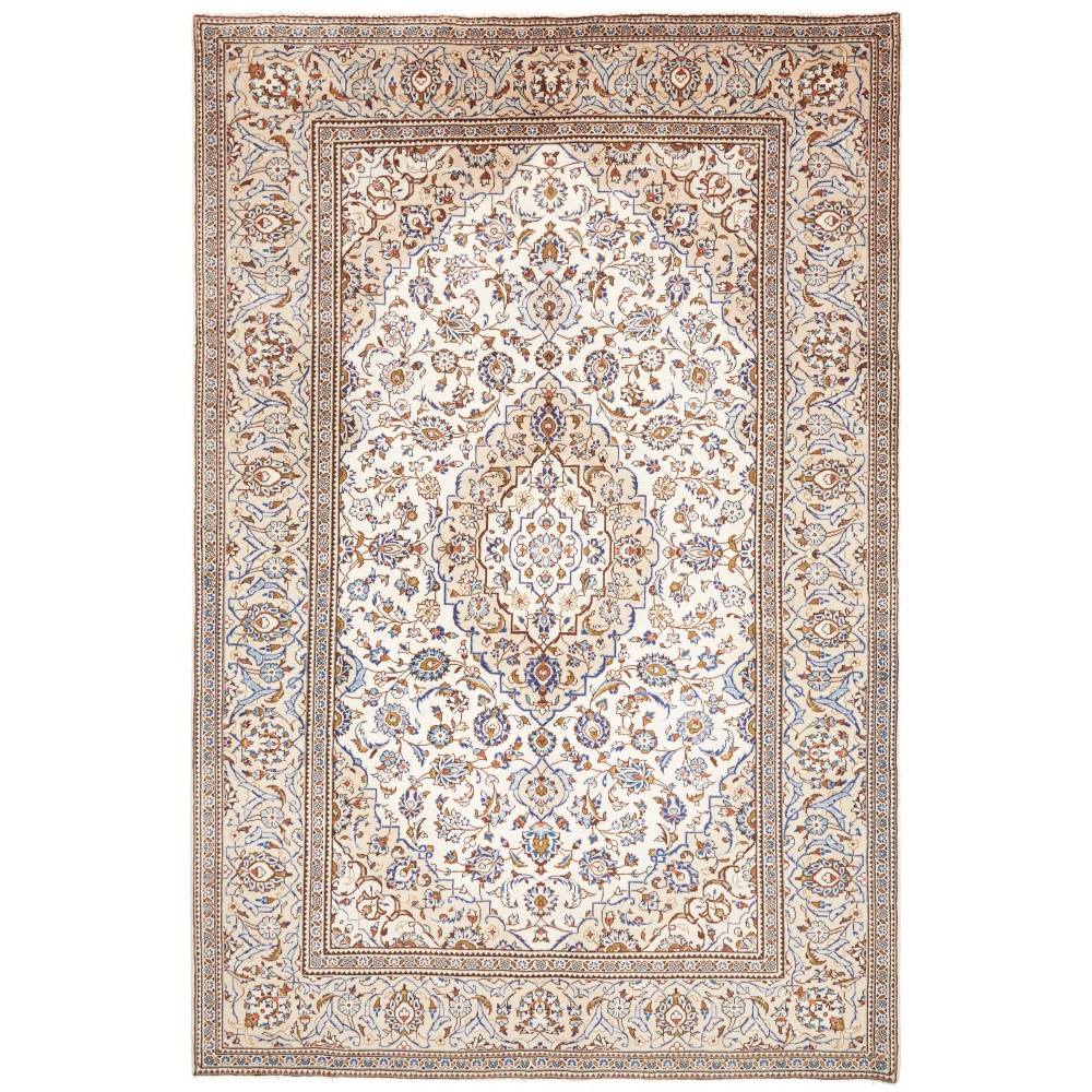Tappeto Kashan Persia bianco marrone 196x298