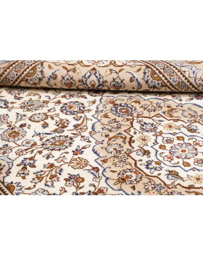 Tappeto Kashan Persia bianco marrone 196x298