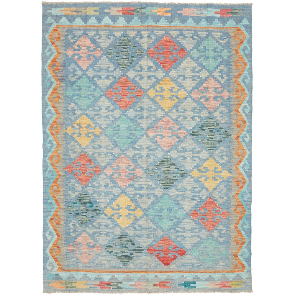 Tappeto Kilim Afghanistan azzurro 125x180