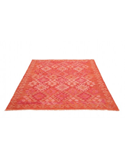 Tappeto Kilim Afghanistan rosso arancione 153x195