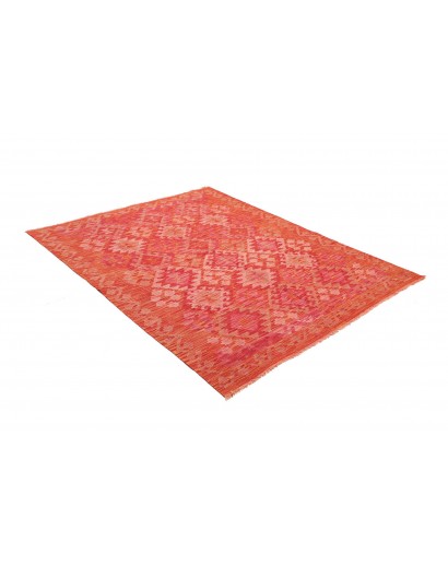 Tappeto Kilim Afghanistan rosso arancione 153x195