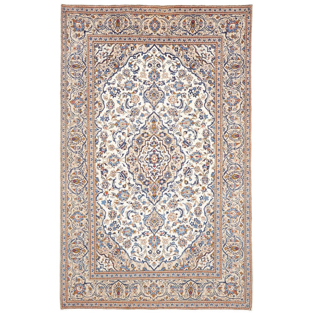 Tappeto Kashan Persia bianco grigio 194x318