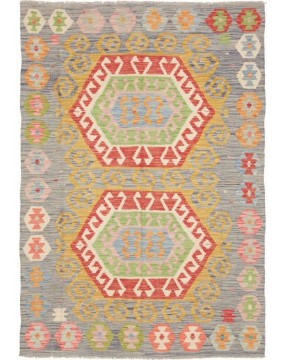 Tappeto Kilim Afghanistan marrone arancione 126x185