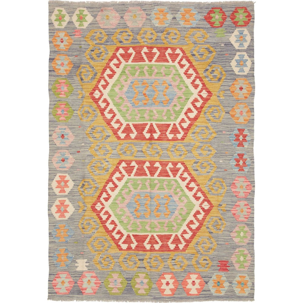 Tappeto Kilim Afghanistan marrone arancione 126x185