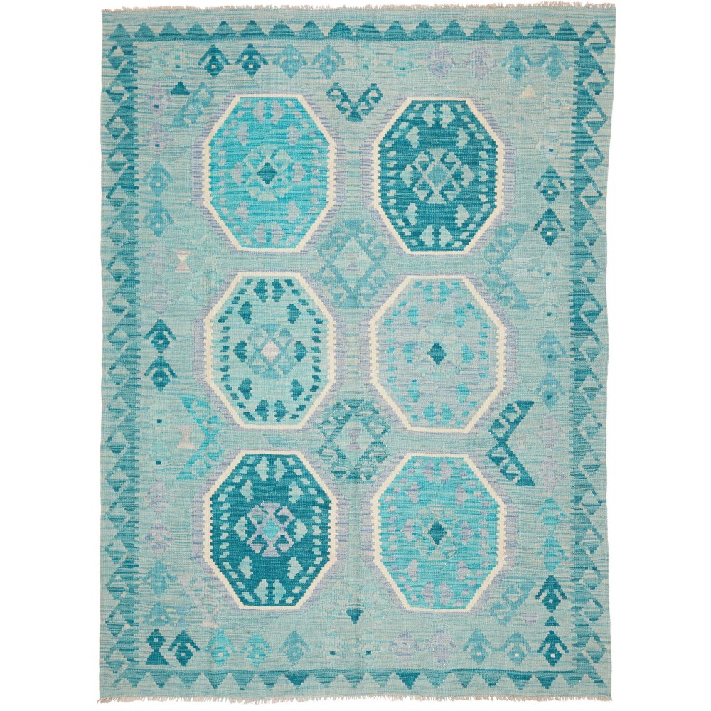 Tappeto Kilim Afghanistan azzurro verde 155x209