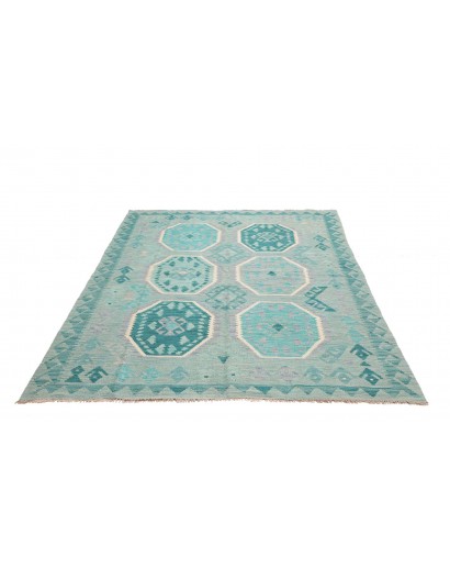 Tappeto Kilim Afghanistan azzurro verde 155x209