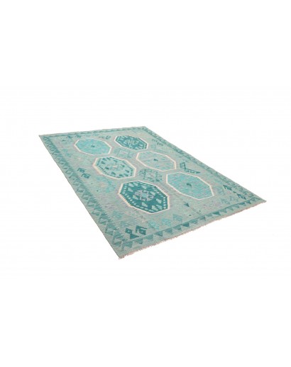 Tappeto Kilim Afghanistan azzurro verde 155x209
