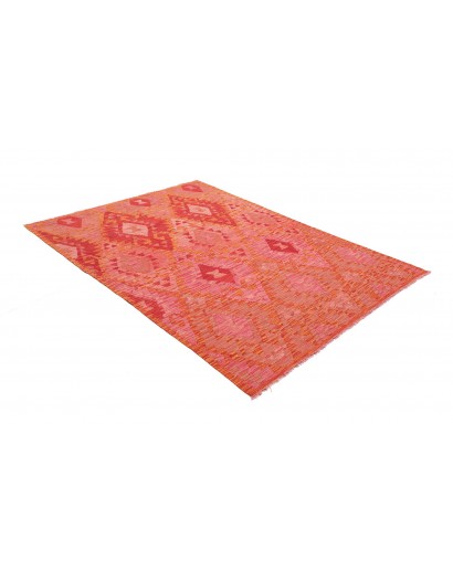 Tappeto Kilim Afghanistan rosso beige 145x200