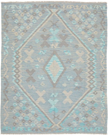 Tappeto Kilim Afghanistan azzurro bianco 152x194