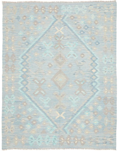 Tappeto Kilim Afghanistan bianco azzurro 153x196