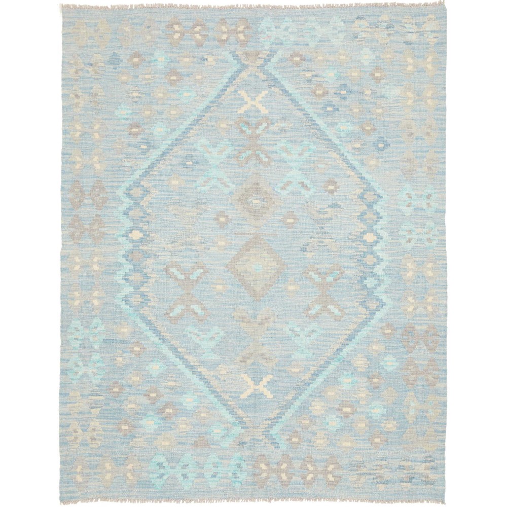 Tappeto Kilim Afghanistan bianco azzurro 153x196
