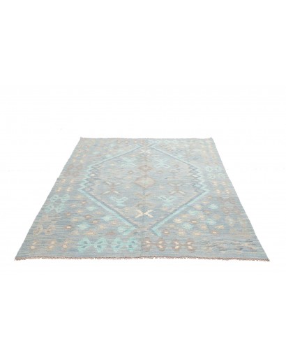 Tappeto Kilim Afghanistan bianco azzurro 153x196
