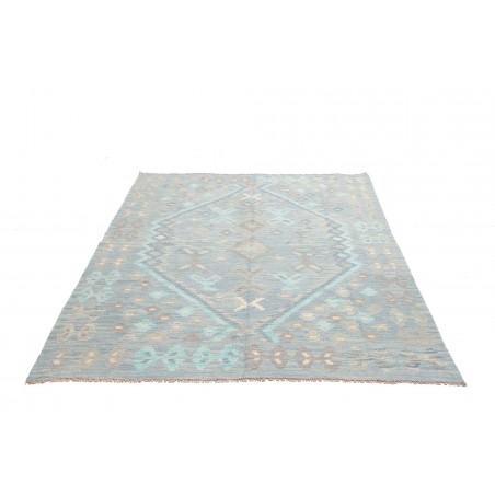 Tappeto Kilim Afghanistan bianco azzurro 153x196