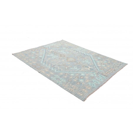 Tappeto Kilim Afghanistan bianco azzurro 153x196