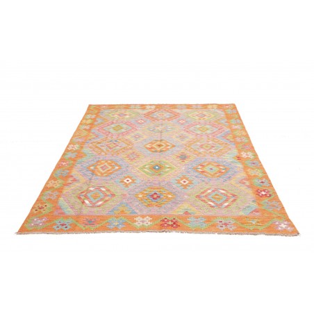 Tappeto Kilim Afghanistan marrone bianco 154x196