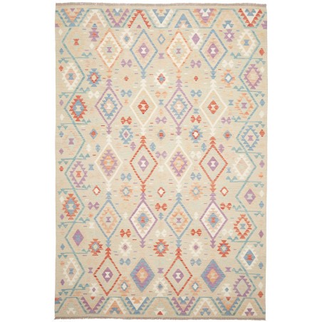 Tappeto Kilim Afghanistan bianco giallo 202x297