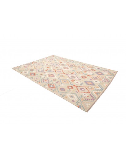 Tappeto Kilim Afghanistan bianco giallo 202x297