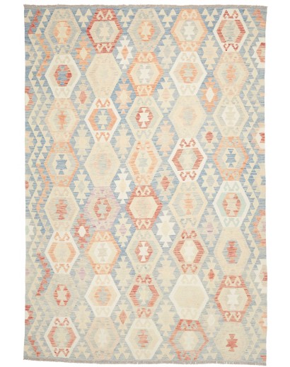 Tappeto Kilim Afghanistan bianco rosso 201x292