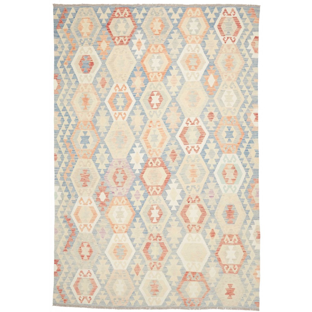Tappeto Kilim Afghanistan bianco rosso 201x292