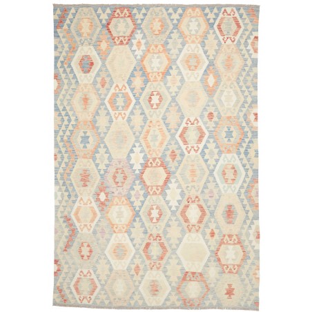 Tappeto Kilim Afghanistan bianco rosso 201x292