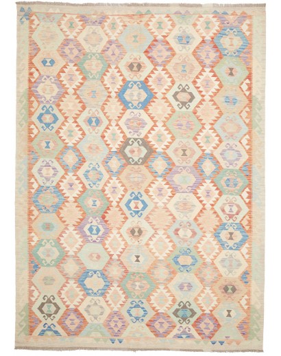 Tappeto Kilim Afghanistan bianco arancione 211x300