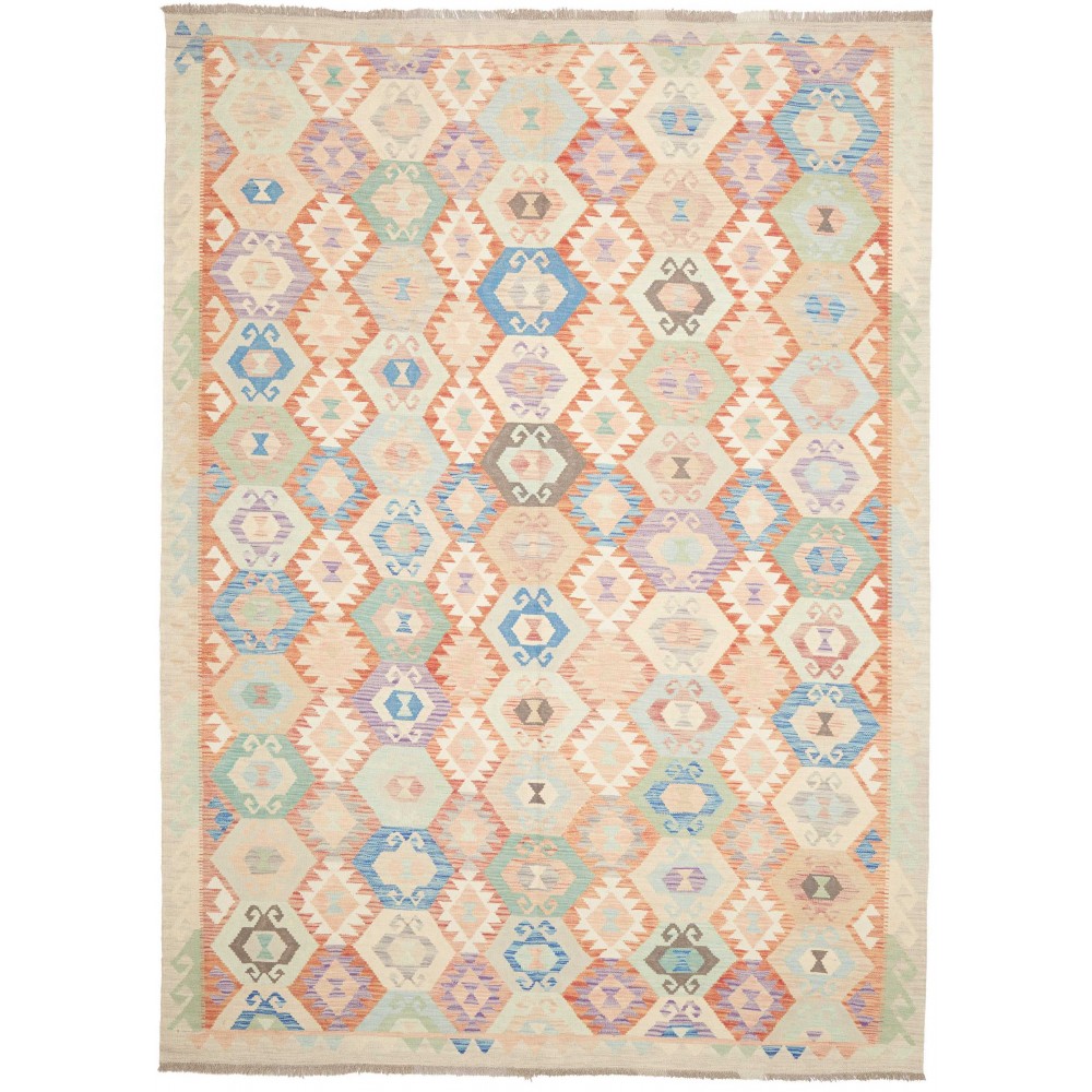 Tappeto Kilim Afghanistan bianco arancione 211x300