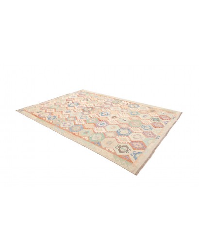 Tappeto Kilim Afghanistan bianco arancione 211x300