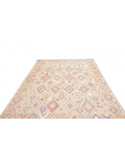 Tappeto Kilim Afghanistan bianco giallo 204x302