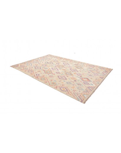 Tappeto Kilim Afghanistan bianco giallo 204x302
