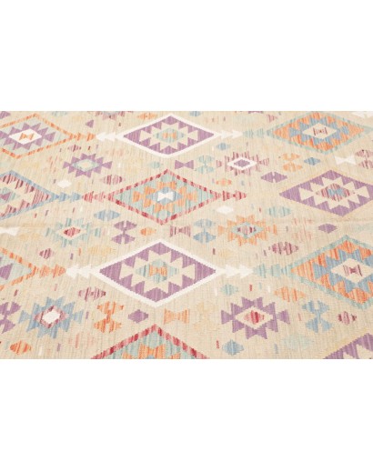 Tappeto Kilim Afghanistan bianco giallo 204x302