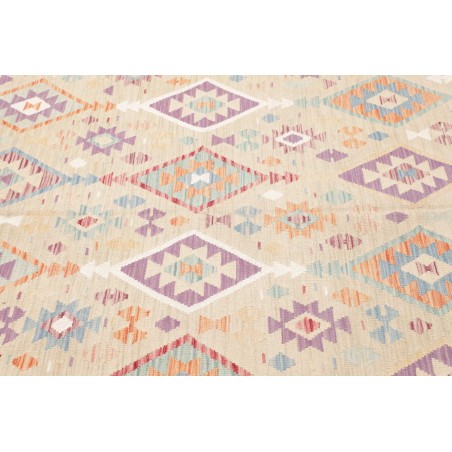 Tappeto Kilim Afghanistan bianco giallo 204x302